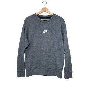Nike Heritage Pullover Crewneck Sweatshirt Center Swoosh Logo Gray *Sz S-M